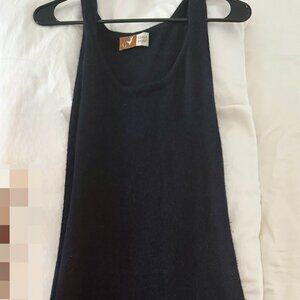 Navy Blue Baby Alpaca Wool Tank Dress, Medium